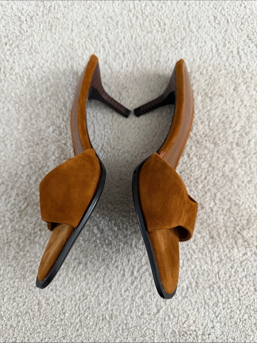 New!! Zara Brown Suede Slip-On Mid Heel Mules - Picture 5 of 6